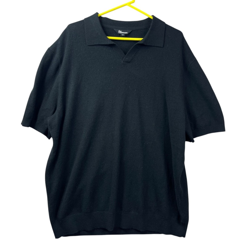 The Commons %100 Cashmere Johnny Collar Shirt Mens 2XL Black